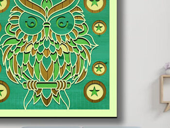 Intra απο ξύλο plywood 3mm-4mm πάχος – Πακέτο κοπής λέιζερ με σκιά με στρώματα Owl Δίασταση 20x20 cm INTRAFABR-84359809 - Image 7