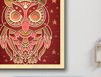 Intra απο ξύλο plywood 3mm-4mm πάχος – Πακέτο κοπής λέιζερ με σκιά με στρώματα Owl Δίασταση 20x20 cm INTRAFABR-84359809 - Image 17