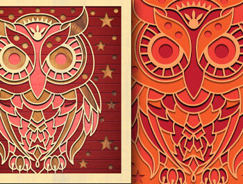 Intra απο ξύλο plywood 3mm-4mm πάχος – Πακέτο κοπής λέιζερ με σκιά με στρώματα Owl Δίασταση 20x20 cm INTRAFABR-84359809 - Image 19