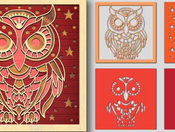 Intra απο ξύλο plywood 3mm-4mm πάχος – Πακέτο κοπής λέιζερ με σκιά με στρώματα Owl Δίασταση 20x20 cm INTRAFABR-84359809 - Image 20