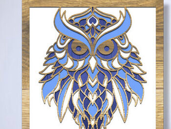 Intra απο ξύλο plywood 3mm-4mm πάχος – Owl Layerd Shadow Box Δίασταση  20x20 cm INTRAFABR-74990932 - Image 2