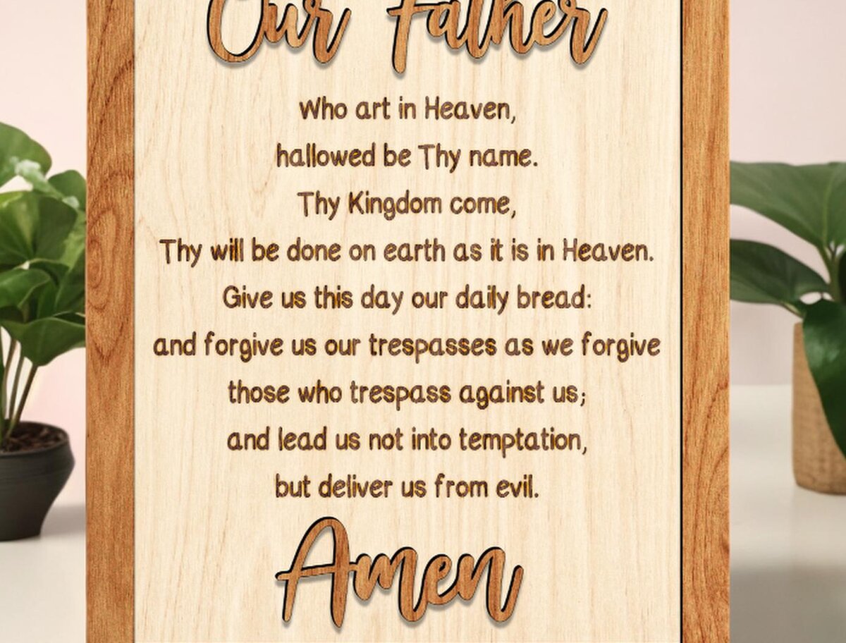 Intra απο ξύλο plywood 3mm-4mm πάχος – Ο Πατέρας μας Προσευχή Αποκοπή αρχείου Δίασταση  20x20 cm INTRAFABR-118594366