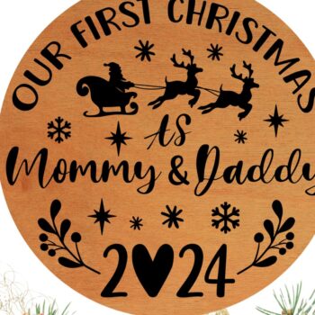 Intra απο ξύλο plywood 3mm-4mm πάχος – Τα πρώτα μας Χριστούγεννα ως μαμά και μπαμπάς Δίασταση  20x20 cm INTRAFABR-108560720 - Image 1