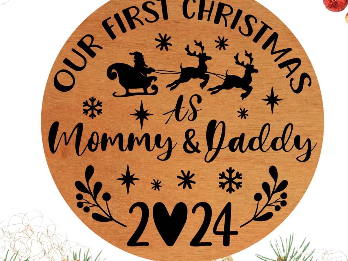 Intra απο ξύλο plywood 3mm-4mm πάχος – Τα πρώτα μας Χριστούγεννα ως μαμά και μπαμπάς Δίασταση  20x20 cm INTRAFABR-108560720