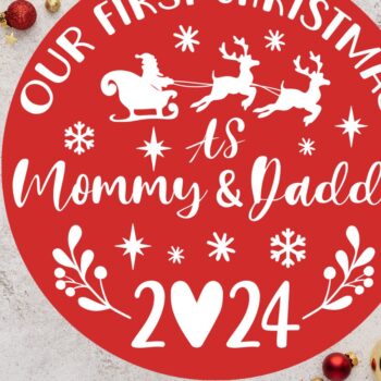 Intra απο ξύλο plywood 3mm-4mm πάχος – Τα πρώτα μας Χριστούγεννα ως μαμά και μπαμπάς Δίασταση  20x20 cm INTRAFABR-108560720 - Image 2