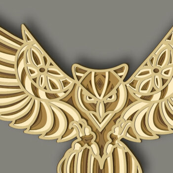 Intra απο ξύλο plywood 3mm-4mm πάχος – Κουκουβάγια Multilayer/Papercut/Laser Cut Δίασταση 20x20 cm INTRAFABR-64872274 - Image 1