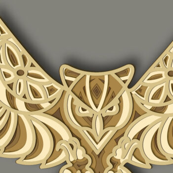 Intra απο ξύλο plywood 3mm-4mm πάχος – Κουκουβάγια Multilayer/Papercut/Laser Cut Δίασταση 20x20 cm INTRAFABR-64872274 - Image 3