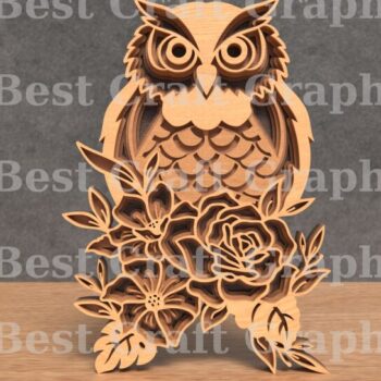 Intra απο ξύλο plywood 3mm-4mm πάχος – Owl Multilayer, Αρχείο κοπής με λέιζερ Δίασταση  20x20 cm INTRAFABR-119821070 - Image 1