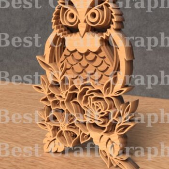 Intra απο ξύλο plywood 3mm-4mm πάχος – Owl Multilayer, Αρχείο κοπής με λέιζερ Δίασταση  20x20 cm INTRAFABR-119821070 - Image 2