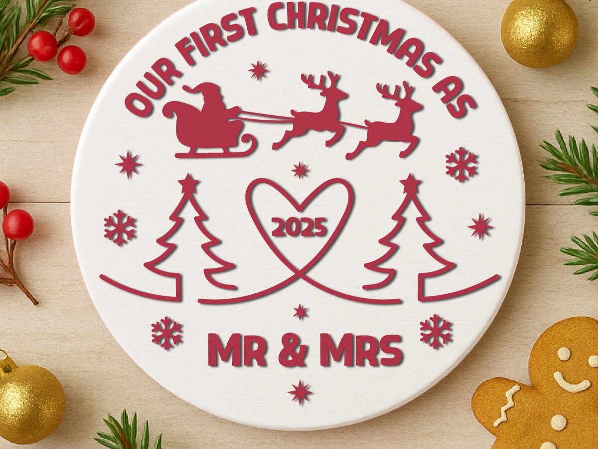 Intra απο ξύλο plywood 3mm-4mm πάχος – Τα πρώτα μας Χριστούγεννα ως κύριος και κυρία 2025 Δίασταση  20x20 cm INTRAFABR-124400478