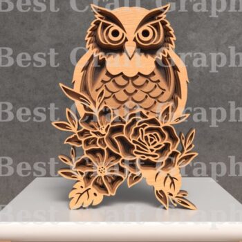 Intra απο ξύλο plywood 3mm-4mm πάχος – Owl Multilayer, Αρχείο κοπής με λέιζερ Δίασταση  20x20 cm INTRAFABR-119821070 - Image 4