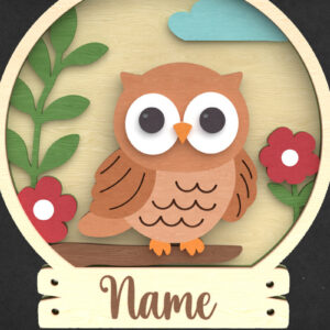 Intra απο ξύλο plywood 3mm-4mm πάχος – Πινακίδα ονόματος κουκουβάγιας - Πολυεπίπεδο φυτώριο Δίασταση  20x20 cm INTRAFABR-118901836