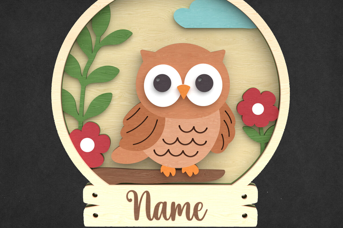 Intra απο ξύλο plywood 3mm-4mm πάχος – Πινακίδα ονόματος κουκουβάγιας - Πολυεπίπεδο φυτώριο Δίασταση  20x20 cm INTRAFABR-118901836