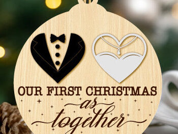 Intra απο ξύλο plywood 3mm-4mm πάχος – Το πρώτο μας Χριστουγεννιάτικο στολίδι ως Mr & Mrs Δίασταση 20x20 cm INTRAFABR-80364163 - Image 1