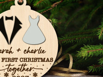 Intra απο ξύλο plywood 3mm-4mm πάχος – Το πρώτο μας Χριστουγεννιάτικο στολίδι ως Mr & Mrs Δίασταση  20x20 cm INTRAFABR-81892067 - Image 1