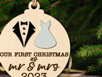 Intra απο ξύλο plywood 3mm-4mm πάχος – Το πρώτο μας Χριστουγεννιάτικο στολίδι ως Mr & Mrs Δίασταση 20x20 cm INTRAFABR-81892073 - Image 2