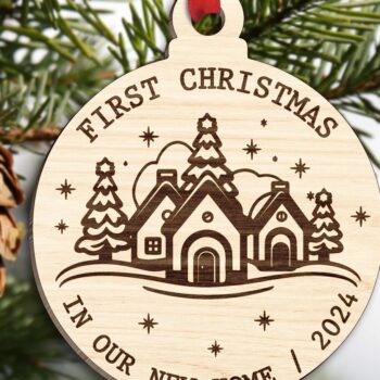 Intra απο ξύλο plywood 3mm-4mm πάχος – Τα πρώτα μας Χριστούγεννα στο νέο μας σπίτι Δίασταση  20x20 cm INTRAFABR-110859239 - Image 1