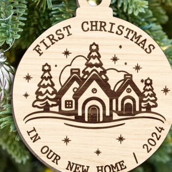 Intra απο ξύλο plywood 3mm-4mm πάχος – Τα πρώτα μας Χριστούγεννα στο νέο μας σπίτι Δίασταση  20x20 cm INTRAFABR-110859239 - Image 2