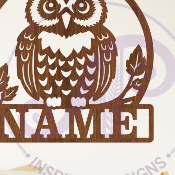 Intra απο ξύλο plywood 3mm-4mm πάχος – Όνομα κουκουβάγιας Επιγραφή τοίχου, Personalized Δίασταση  40x30 cm INTRAFABR-120869443 - Image 2