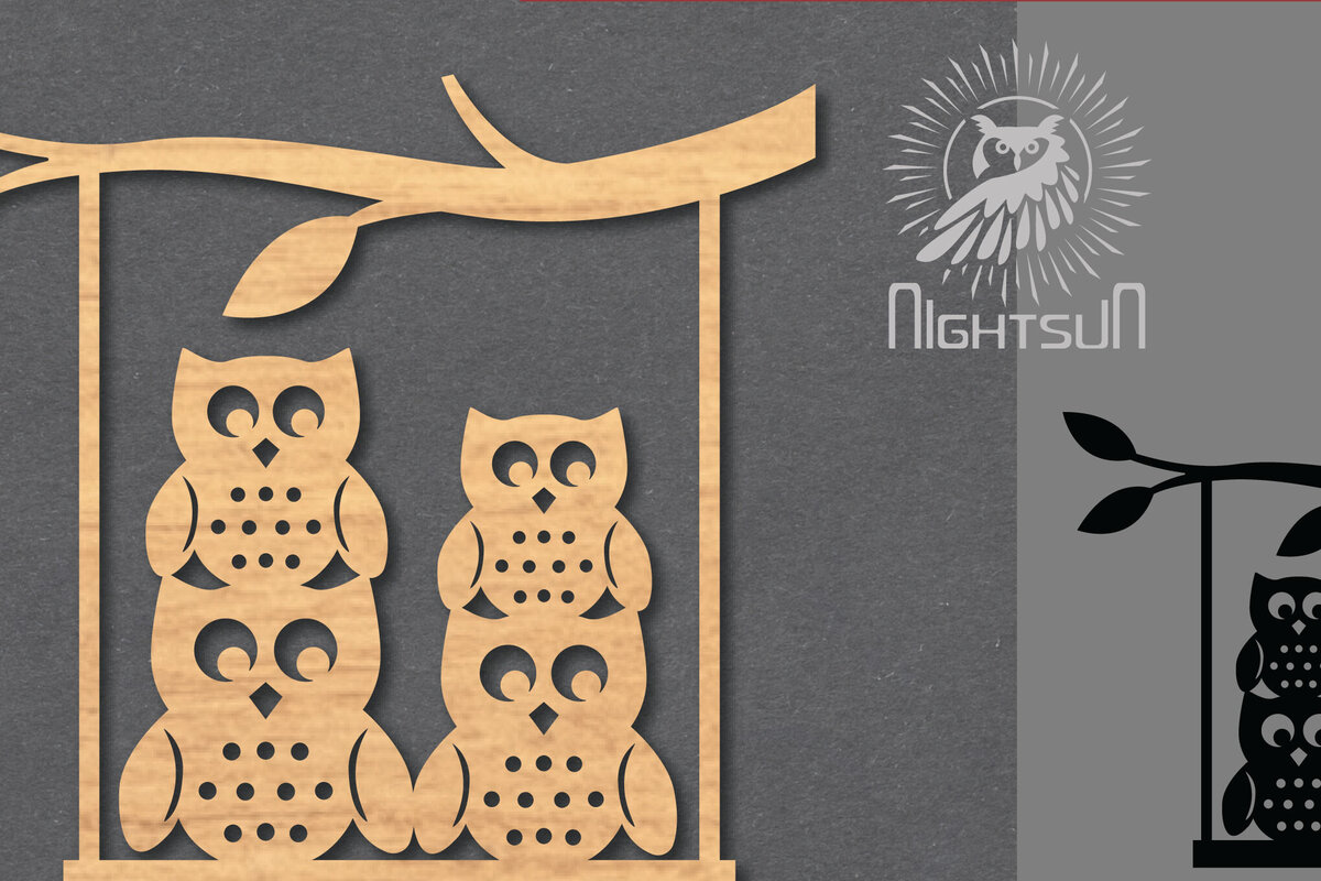 Intra απο ξύλο plywood 3mm-4mm πάχος – Κουκουβάγια σε διακοσμητικό κοπής με λέιζερ αιώρησης 5 Δίασταση  40x30 cm INTRAFABR-119868032