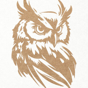 Intra απο ξύλο plywood 3mm-4mm πάχος – Πορτραίτο κουκουβάγιας κοπής αρχείων χαρακτικής Δίασταση 20x20 cm INTRAFABR-96245683 - Image 1