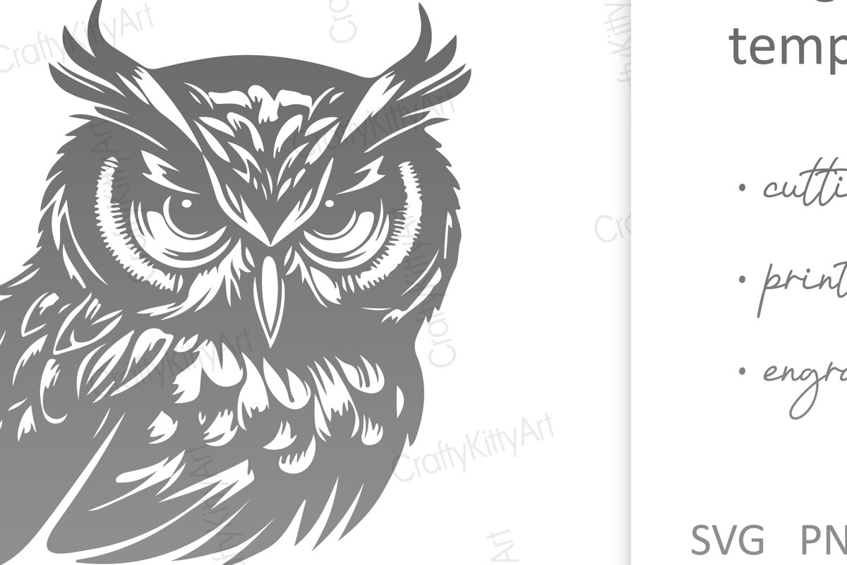 Intra απο ξύλο plywood 3mm-4mm πάχος – Αρχεία κοπής με λέιζερ με πορτραίτο κουκουβάγιας Δίασταση  20x20 cm INTRAFABR-96245267