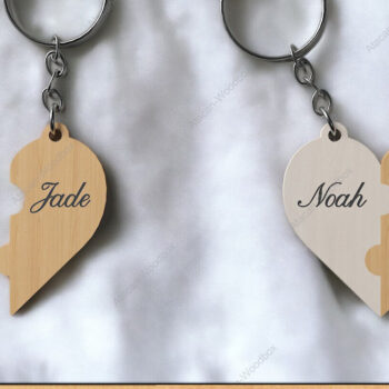 Intra απο ξύλο plywood 3mm-4mm πάχος – Μπρελόκ μας Hearts Μπρελόκ για ζευγάρια καρδιά Δίασταση  5x5 cm INTRAFABR-92300487 - Image 2