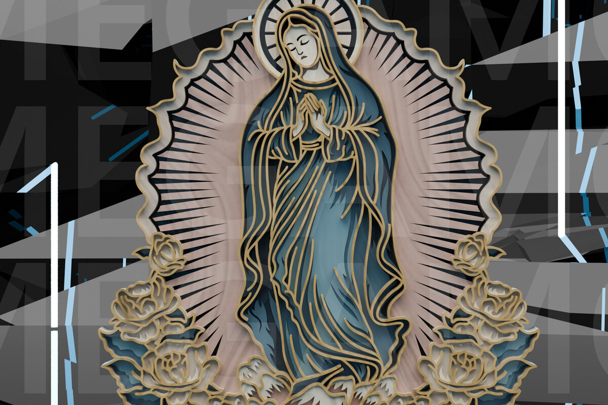 Intra απο ξύλο plywood 3mm-4mm πάχος – Η Παναγία της Γουαδελούπης με Δίασταση  20x20 cm INTRAFABR-123433180