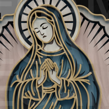 Intra απο ξύλο plywood 3mm-4mm πάχος – Η Παναγία της Γουαδελούπης με Δίασταση  20x20 cm INTRAFABR-123433180 - Image 2