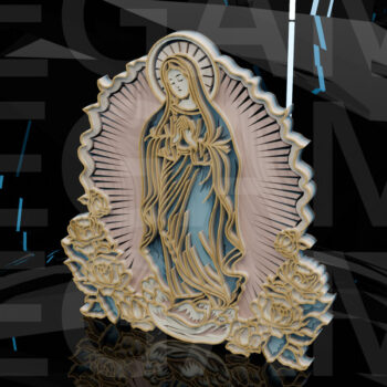 Intra απο ξύλο plywood 3mm-4mm πάχος – Η Παναγία της Γουαδελούπης με Δίασταση  20x20 cm INTRAFABR-123433180 - Image 3