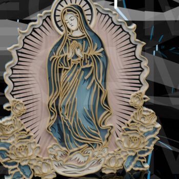 Intra απο ξύλο plywood 3mm-4mm πάχος – Η Παναγία της Γουαδελούπης με Δίασταση  20x20 cm INTRAFABR-123433180 - Image 4