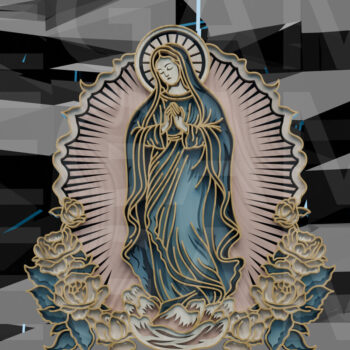 Intra απο ξύλο plywood 3mm-4mm πάχος – Η Παναγία της Γουαδελούπης με Δίασταση  20x20 cm INTRAFABR-123433180 - Image 7