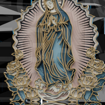 Intra απο ξύλο plywood 3mm-4mm πάχος – Η Παναγία της Γουαδελούπης με Δίασταση  20x20 cm INTRAFABR-123433180 - Image 8