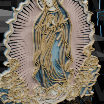 Intra απο ξύλο plywood 3mm-4mm πάχος – Η Παναγία της Γουαδελούπης με Δίασταση  20x20 cm INTRAFABR-123433180 - Image 9