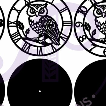 Intra απο ξύλο plywood 3mm-4mm πάχος – Αρχεία κοπής με λέιζερ ρολόι τοίχου κουκουβάγιας Δίασταση  40x30 cm INTRAFABR-120869597 - Image 5