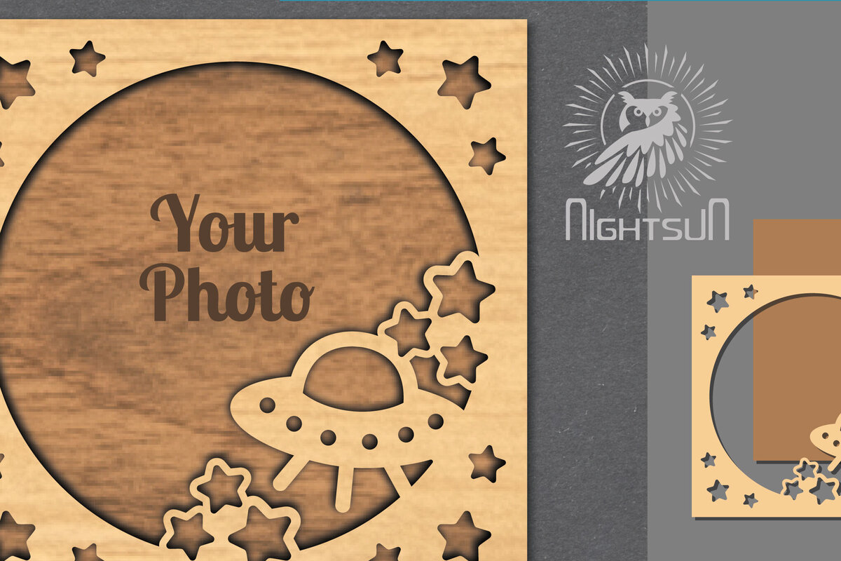 Intra απο ξύλο plywood 3mm-4mm πάχος – Κορνίζα φωτογραφιών κοπής με λέιζερ του εξωτερικού διαστήματος 10 Δίασταση  20x20 cm INTRAFABR-112991740