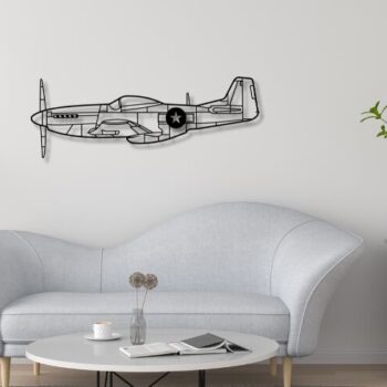 Intra απο ξύλο plywood 3mm-4mm πάχος – P-51 Mustang αεροπλάνο διανυσματική σιλουέτα Δίασταση 20x20 cm INTRAFABR-117000121 - Image 2