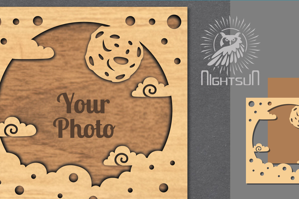 Intra απο ξύλο plywood 3mm-4mm πάχος – Κορνίζα φωτογραφιών με λέιζερ του εξωτερικού διαστήματος 2 Δίασταση  20x20 cm INTRAFABR-112991550