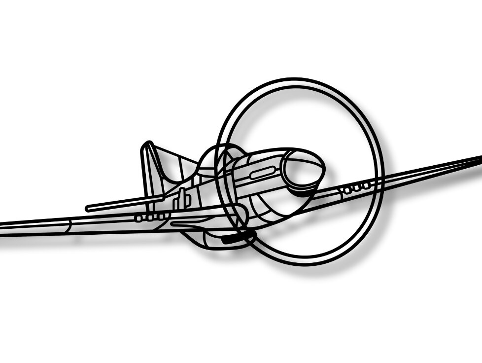 Intra απο ξύλο plywood 3mm-4mm πάχος – P-51 Mustang Silhouette Δίασταση  20x20 cm INTRAFABR-117000365