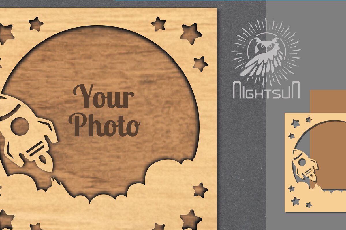 Intra απο ξύλο plywood 3mm-4mm πάχος – Κορνίζα φωτογραφιών κοπής με λέιζερ του εξωτερικού διαστήματος 5 Δίασταση  20x20 cm INTRAFABR-112991622