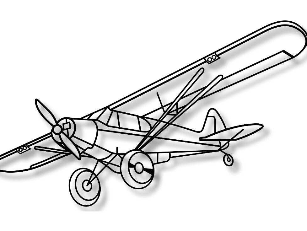 Intra απο ξύλο plywood 3mm-4mm πάχος – Διανυσματικό μοντέλο αεροσκάφους PA-18 Super Cub Δίασταση  20x20 cm INTRAFABR-117186807