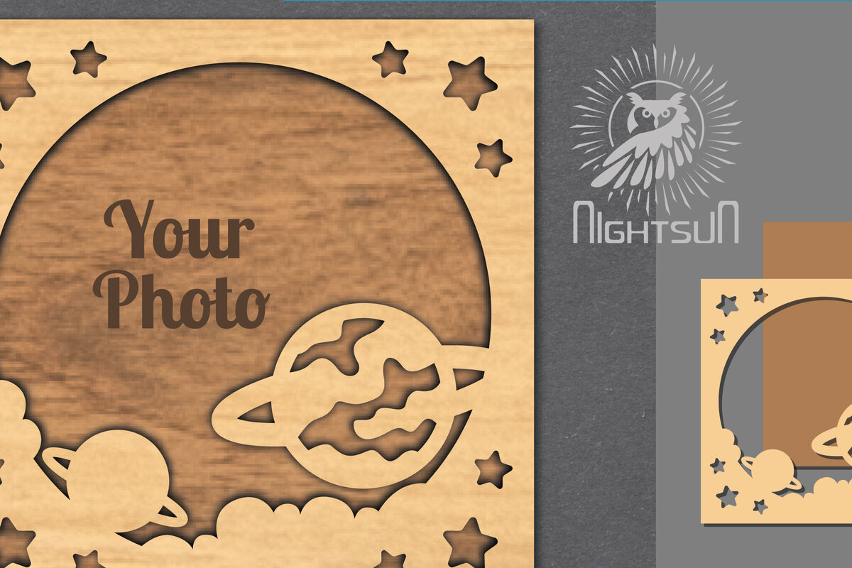 Intra απο ξύλο plywood 3mm-4mm πάχος – Κορνίζα φωτογραφιών με λέιζερ του εξωτερικού διαστήματος 9 Δίασταση  20x20 cm INTRAFABR-112991720