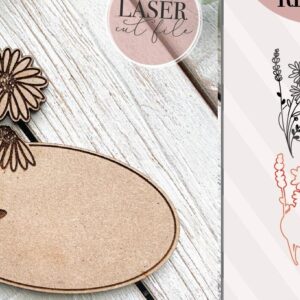 Intra απο ξύλο plywood 3mm-4mm πάχος – Οβάλ λουλουδάτο σημάδι Δίασταση  20x20 cm INTRAFABR-70925463