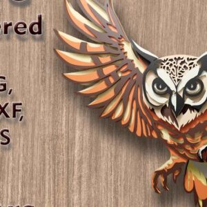 Intra απο ξύλο plywood 3mm-4mm πάχος – Αρχεία λέιζερ πολλαπλών επιπέδων κουκουβάγιας 3D Δίασταση  20x20 cm INTRAFABR-109001365