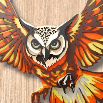 Intra απο ξύλο plywood 3mm-4mm πάχος – Αρχεία λέιζερ πολλαπλών επιπέδων κουκουβάγιας 3D Δίασταση  20x20 cm INTRAFABR-109001365 - Image 2