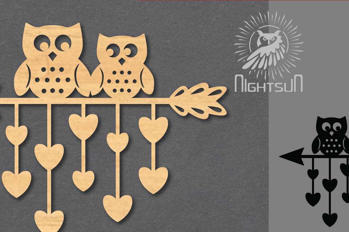 Intra απο ξύλο plywood 3mm-4mm πάχος – Διακόσμηση κοπής με λέιζερ με βέλος κουκουβάγιας 2 Δίασταση  20x20 cm INTRAFABR-119433107