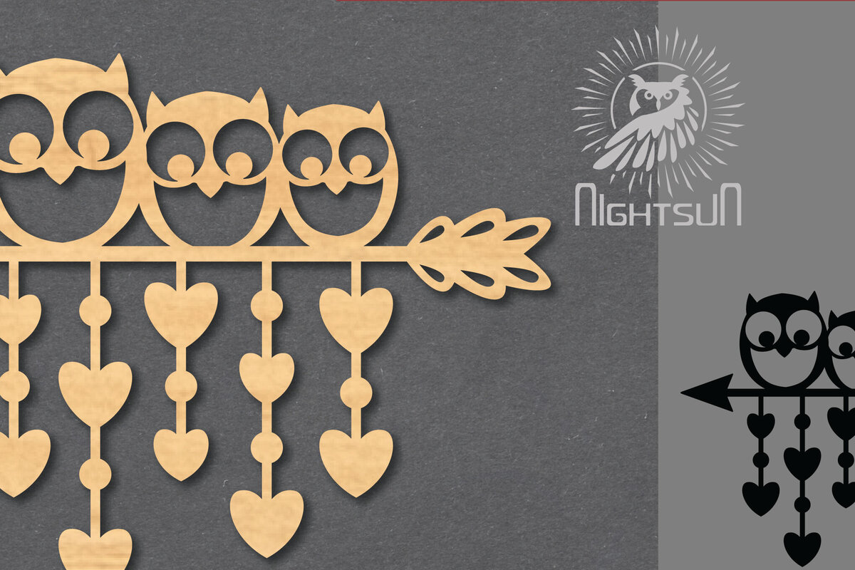 Intra απο ξύλο plywood 3mm-4mm πάχος – Διακόσμηση κοπής με λέιζερ με βέλος κουκουβάγιας 4 Δίασταση  20x20 cm INTRAFABR-119433337