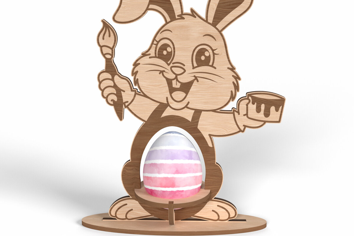 Intra απο ξύλο plywood 3mm-4mm πάχος – Κουνελάκι ζωγράφου Πασχαλινή αυγοθήκη Δίασταση  20x20 cm INTRAFABR-116998547