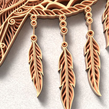 Intra απο ξύλο plywood 3mm-4mm πάχος – Owl Dreamcatcher 3D Layered Δίασταση  20x20 cm INTRAFABR-120643359 - Image 2