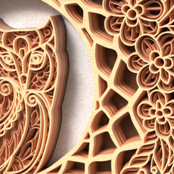 Intra απο ξύλο plywood 3mm-4mm πάχος – Owl Dreamcatcher 3D Layered Δίασταση  20x20 cm INTRAFABR-120643359 - Image 4